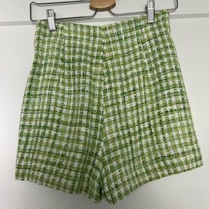 Zara tweed shorts. Green. Small.